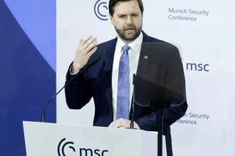 JD Vance govori na 61. Minhensknoj sigurnosnoj konferenciji u Münchenu 14. veljače 2025.