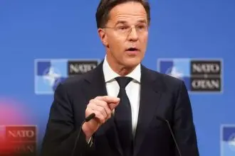 Glavni tajnik NATO-a Mark Rutte na konferenciji za novinare u Bruxellesu, 12. veljače 2025.
