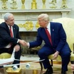 Predsjednik SAD-a Donald Trump i izraelski premijer Benjamin Netanyahu tijekom sastanka u Ovalnom uredu Bijele kuće, 7. travnja 2025.