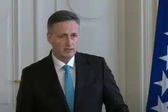 Bošnjački član Predsjedništva BiH Denis Bećirović tijekom službenog nastupa