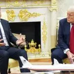 Washington, 14. srpnja 2025. – Glavni tajnik NATO-a Mark Rutte razgovara s američkim predsjednikom Donaldom Trumpom u Ovalnom uredu Bijele kuće.