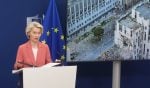 Ursula von der Leyen drži govor u Bruxellesu nakon ruskih napada na Kijev, 28. kolovoza 2025.