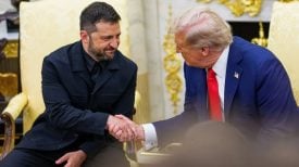 Donald Trump i Volodimir Zelenski na sastanku u Ovalnom uredu Bijele kuće, 18. kolovoza 2025.