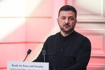 Ukrajinski predsjednik Volodimir Zelenski na konferenciji za novinare nakon sastanka Koalicije voljnih u Elizejskoj palači u Parizu, 4. rujna 2025.