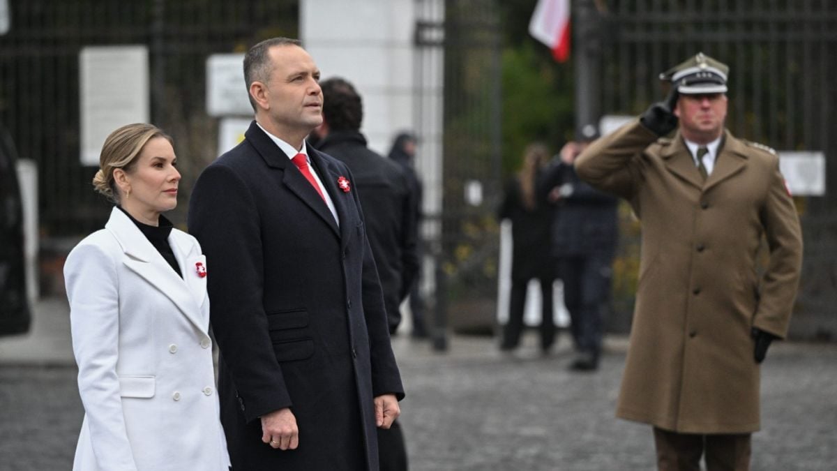 Poljski predsjednik Karol Nawrocki i supruga Marta Nawrocki na svečanosti Dana neovisnosti kod spomenika Józefu Piłsudskom u Varšavi, 11. studenoga 2025.