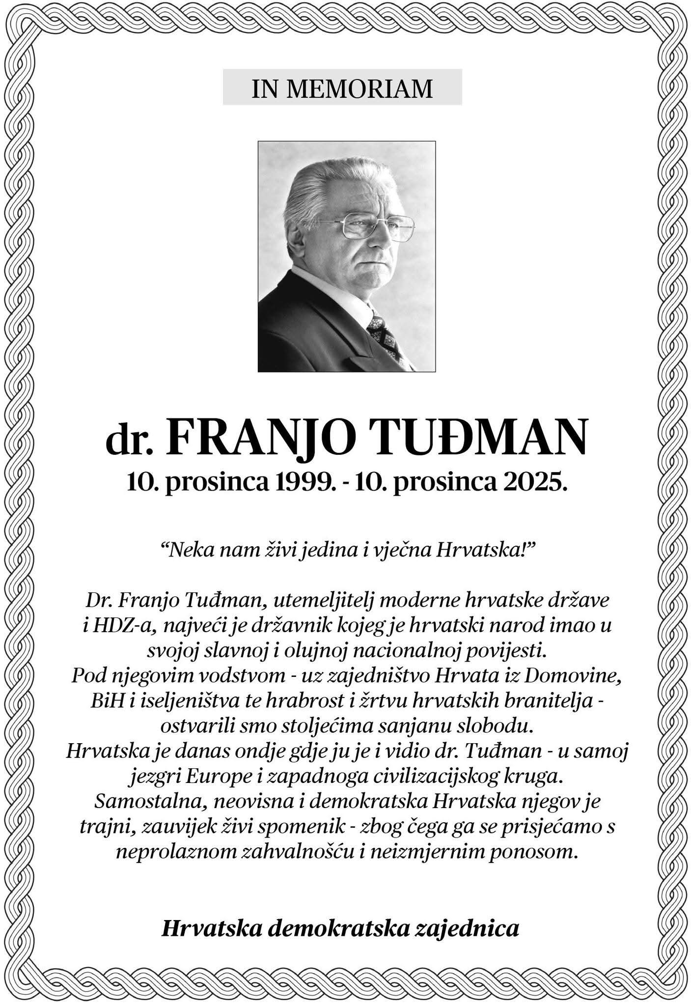 Franjo Tuđman In Memoriam