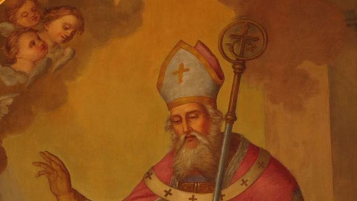 Sveti Nikola prikazan kao biskup s pastirskim štapom i anđelima