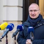 Gordan Grlić Radman daje izjavu za medije u Zagrebu o američkim carinama i Grenlandu