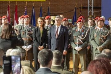 Zoran Milanović na obilježavanju 26. obljetnice Počasno-zaštitne bojne u vojarni 1. Hrvatski gardijski zbor u Zagrebu 25. veljače 2026. godine.