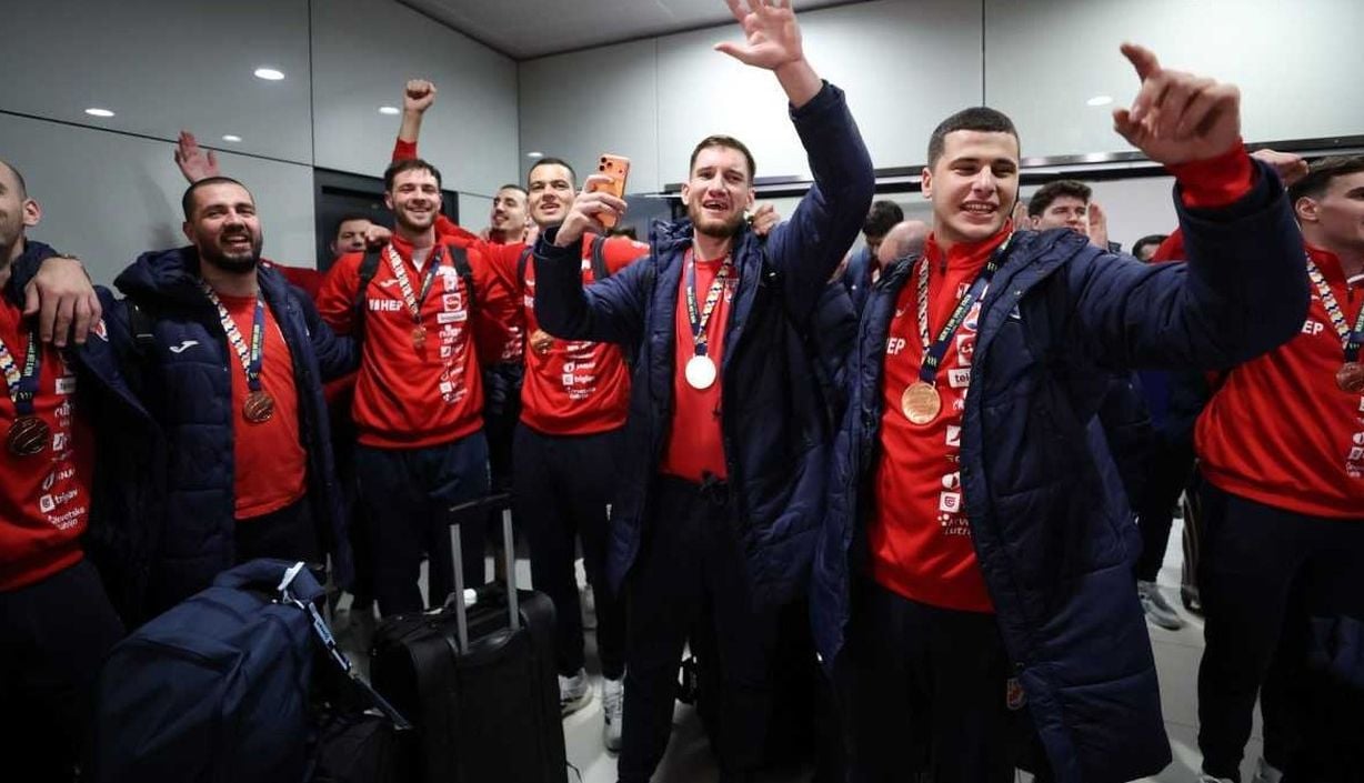 Doček brončanih hrvatskih rukometaša u Zračnoj luci Franjo Tuđman u Zagrebu, 2. veljače 2026.