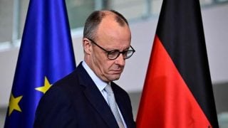 Njemački kancelar Friedrich Merz na konferenciji za medije u Berlinu o situaciji na Bliskom istoku, 1. ožujka 2026.