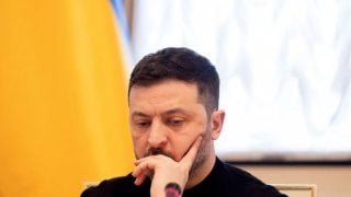 Ukrajinski predsjednik Volodimir Zelenski tijekom brifinga nakon sastanka s vladom u Kijevu.