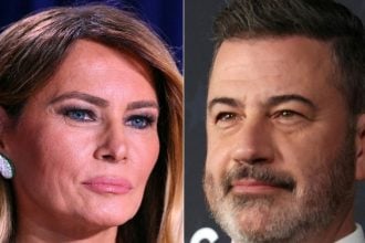 Melania Trump i Jimmy Kimmel na kombiniranoj fotografiji nakon javne polemike zbog njegove šale.