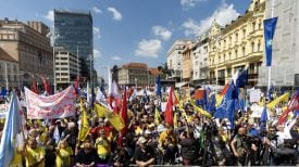 Prosvjed sindikata "Hrvatska zajedno za veće plaće i mirovine"